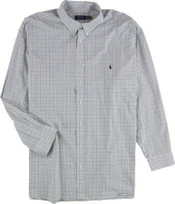 Ralph Lauren Mens Classic Stretch Button Up Shirt, navy, Big & Tall, Big 3X Neck - Image 1 of 2