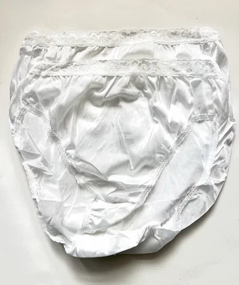 Bragas HANES Talla 9 Blanco Brillante Semi Transparente Nylon Corte Alto Pierna De Colección Foto 1 de 3