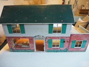 Vintage Marx Blech - Puppenhaus mit Möbel, 64 x 21 x 36 cm - Bild 1 von 24
