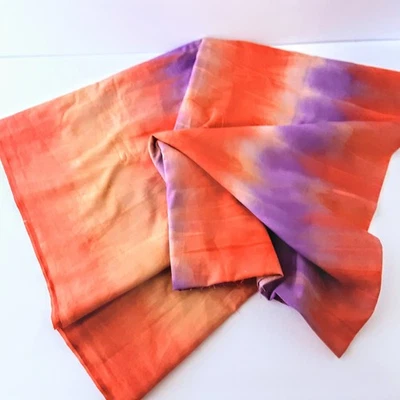 Tecido de algodão tingido 49"×2yds cores pôr do sol amarelo vermelho laranja roxo - Imagem 1 de 4