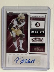 2018 Panini Contenders Draft Picks Trey Marshall RC Auto Florida State #252 - Bild 1 von 2