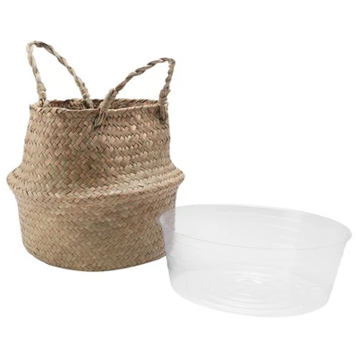 Pflanze Korb mit Liner, Gewebte Seegras Bauch KöRbe, KüNstlichen  Dekor9983 - Bild 1 von 4