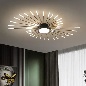 Moderne LED Deckenleuchte 42+1 Köpfe Semi Unterputz schwarz Kronleuchter Decke - Bild 1 von 7