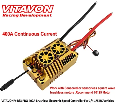 VITAVON Waterproof Brushless ESC V-RS3 PRO 400A 6-12S For RC 1/5 Car US RC Gold - Image 1 of 4