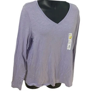 Sonoma Plus Size The Everyday Tee V- Neck Long Sleeve Shirt Purple Size OX - Picture 1 of 9