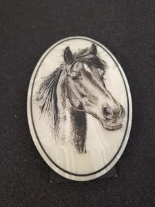 Wo Di Auténtico Artesanal Mármol Grabado Cabeza de Caballo Placa Independiente - Imagen 1 de 8