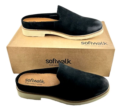 Zapatos sin cordones Softwalk Wolcott II para mujer 8,5 cuero nobuck negro con caja Foto 1 de 4