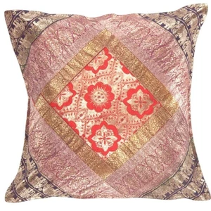 Vintage Sari Seide Quadrat Kissenbezug 16" - Bild 1 von 2