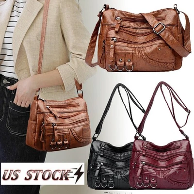 Bandolera suave Bolso de hombro Cartera Bolso de mano para mujer Cuero PU con correa ajustable Foto 1 de 4