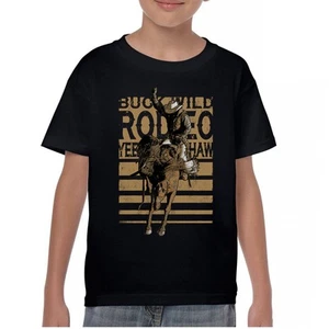 Bronc Riding Cowboy Rodeo Youth T-shirt Western Horseback Rider Kids - Picture 1 of 50