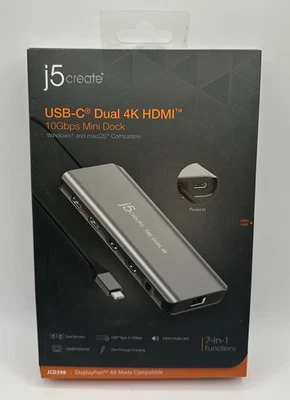 New J5 Create USB-C Dual 4K HDMI Docking Station JCD398 - Image 1 of 2