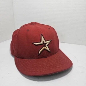 Vintage New Era 59Fifty Houston Astros Wool Fitted Size 7 1/2 Red Hat USA - Picture 1 of 18