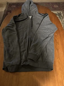 Adidas Pullover Herren mittelgrau Freizeit durchgehender Reißverschluss Hoodie Sweatshirt * - Bild 1 von 3