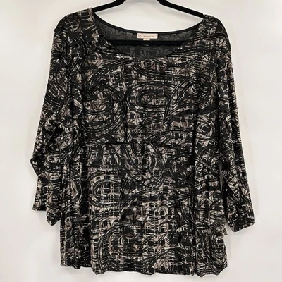 Dressbarn женщин бархата выгорания 1/2 рукав ярусный верхний размер 2 X черный прихотливый - Изображение 1 из 4