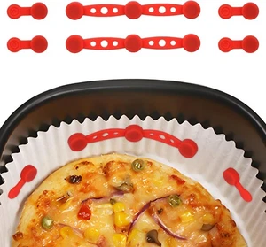 2 Sets Air Fryer Silikon Magnet Schnallen Halten Papiereinlagen an Ort und Stelle Rot - Bild 1 von 5