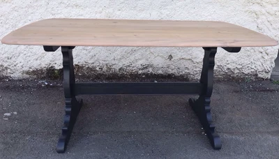 Vintage Ercol Elm Wood Dining Room Table Stripped and Oiled Top  COLLECTION ONLY - Image 1 of 4