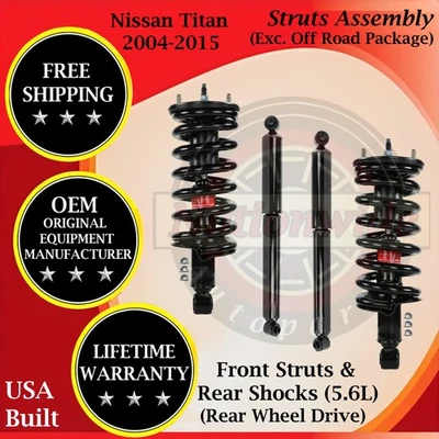 Amortiguadores delanteros y traseros Monroe OEM para Nissan Titan 2004-2015 2x2 de por vida con Foto 1 de 4