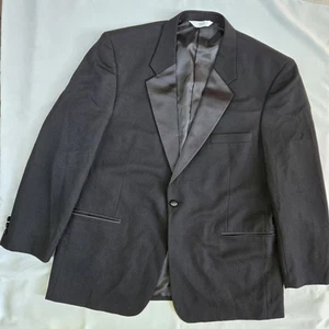 Versini Tuxedo Men’s 46R Black Wool Satin Lapels One Button Formal Sports Jacket - Picture 1 of 11
