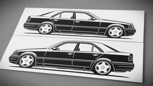 Mercedes W202 C-Klasse Sticker Silhouette W202 C-Klasse Aufkleber 2x Schwarz neu - Bild 1 von 21