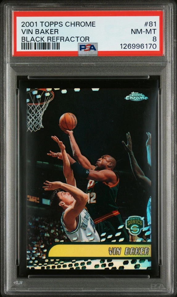 2001-02 Topps Chrome - Vin Baker #81 Black Refractor PSA 8 - Image 1 of 1