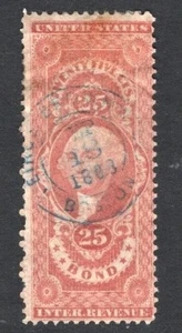 US 1862-1871 Sc #R43c 25c Bono Ingresos Usado, Bonito HIJO Cancelar - Imagen 1 de 2