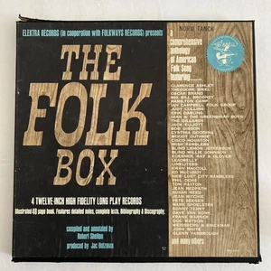 THE FOLK BOX, 4 records + book 1964 ELEKTRA, Phil Ochs,Woody Guthrie,Tom Paxton - Picture 1 of 23