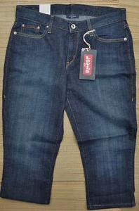 LEVI'S 552 MISSES MID-RISE RECTO ELÁSTICO OSCURO VAQUERO CAPRI LISTA $40 - Imagen 1 de 3