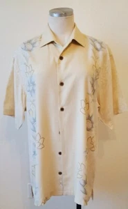 Tommy Bahama Kurzarm Herren Hemd Größe M cremefarben mit hellem Blumengrün - Bild 1 von 7