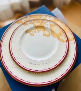 Richard Ginori mit Prima Classe Geomap Teller 12er Set 26cm x 6 &20,5cm x 6 selten - Bild 1 von 9