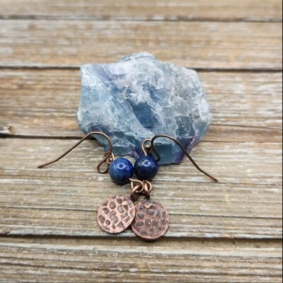Pendientes colgantes de lapislázuli y cobre Foto 1 de 2
