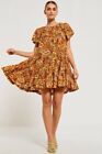 Bohemian Traders Tiered Flutter Sleeve Dress In Tuscan Floral  Size 4Xl Bnwt