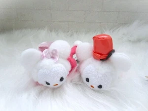 WINTER SNOW SNOWMAN TSUM TSUM MICKY & MINNIE SET OF 2 DISNEY STORE JAPAN - Picture 1 of 4