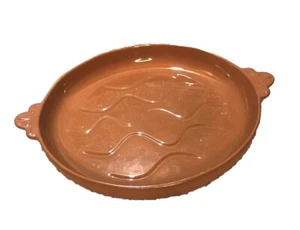 Boston Warehouse Trading Corp Glazed Terra Cotta Round Dish With Handles 11” - Picture 1 of 4
