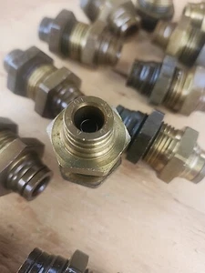 3/8" D.O.T. Air Fitting Bulkhead Tube All Brass Originally Enclosure Entry - Picture 1 of 4