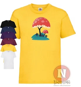 Mushroom tree t-shirt children's kids tshirt Japanese kawaii fantasy anime tee - Picture 1 of 7
