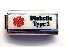 Italian Charm Bracelets Medical Wallet Card Diabetic 2 Super Link Medical Alert