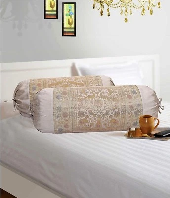 Funda acolchada étnica elefante hecha a mano ropa de cama funda cilíndrica cuello Foto 1 de 4