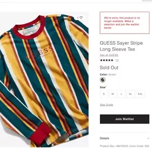 Guess Original striped T-Shirt Large Long Sleeve urban Outfitters sold out asos - Picture 1 of 11