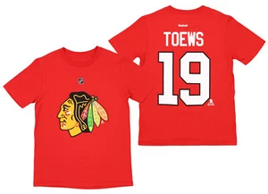 Reebok NHL Boys Youth Chicago Blackhawks Jonathan Toews #19 Player Tee, Red - Picture 1 of 7