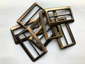 60mm Tri Glide 3 Bar Strap Slider Metal Aged Brass Rectangle Sliders Buckle E12 - Picture 1 of 3