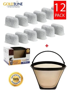 12 Replacement Charcoal Water Filters & #4 Cone Filter for ALL Cuisinart Coffee  - Picture 1 of 9