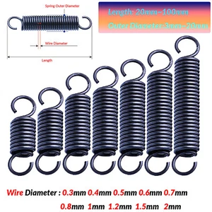 With Hook Extension Tension Spring Wire Dia 0.3~2mm Spring Steel length 10~100mm - Picture 1 of 11