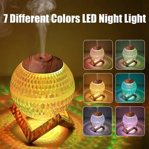 Crystal Ball USB 450ml Humidifier with 7 Colours LED Lights, Wooden Stand, Mist - Picture 1 of 21