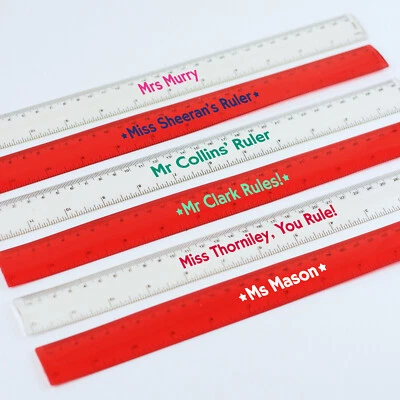 Personalised Teacher Flexible Bendy 30cm Ruler School Stationary Any Name / Text - Image 1 of 4