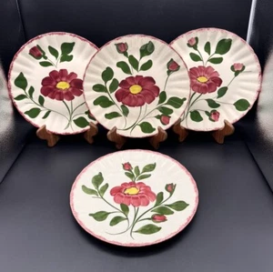 BLUE RIDGE SOUTHERN POTTERY Red Nocturne (Colonial) Dinner Plates 10.25” Set~4 A - Picture 1 of 13