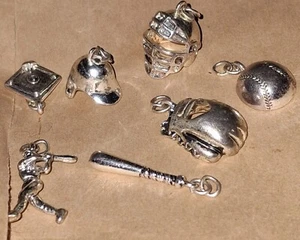 Silver Tone Baseball Charm Lot Seven Charms - Picture 1 of 5