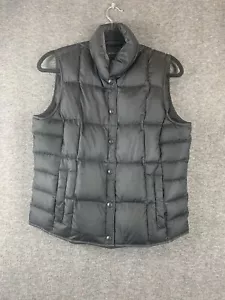 Lands End Puffer Winter Vest Womens Small 6 - 8 Black Goose Down Quilted - Picture 1 of 11