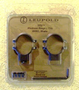 NEW: Leupold Scope Rings, STD Medium, .770 Matte Black, 49901 - Picture 1 of 2