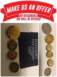 💎Botany💎 Replacement 4 Gold Buttons Sport Coat Blazer Sleeve Jacket R601 - Picture 1 of 4