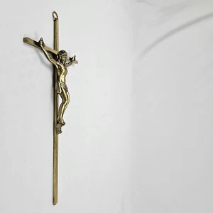 Crucifijo de Latón Vintage Corpus Cristo Cruz INRI 10" Religioso Montaje en Pared Decoración - Imagen 1 de 7